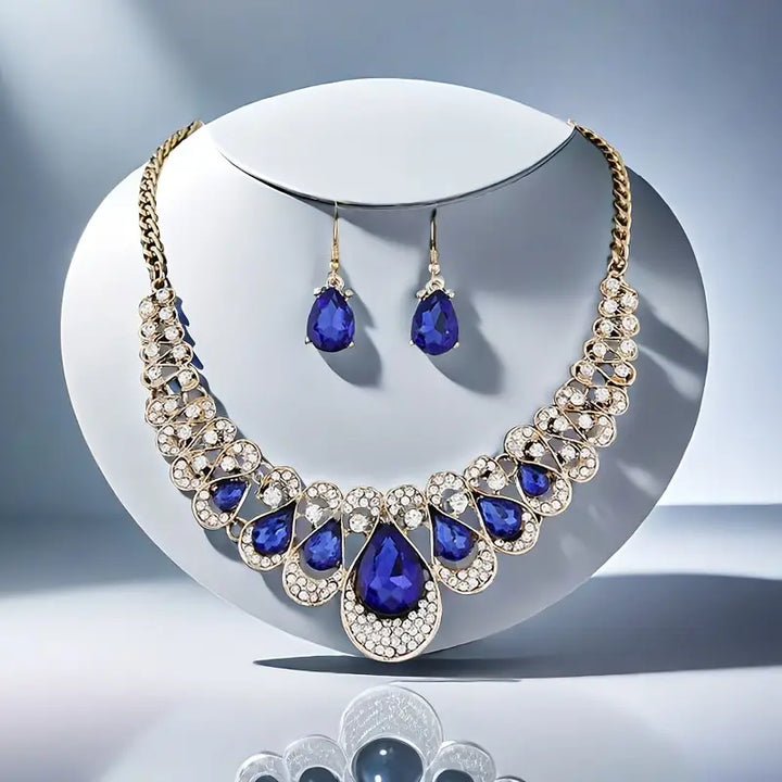 Gold Jewelry Set - Elegant Necklace Earrings Bracelet Collection