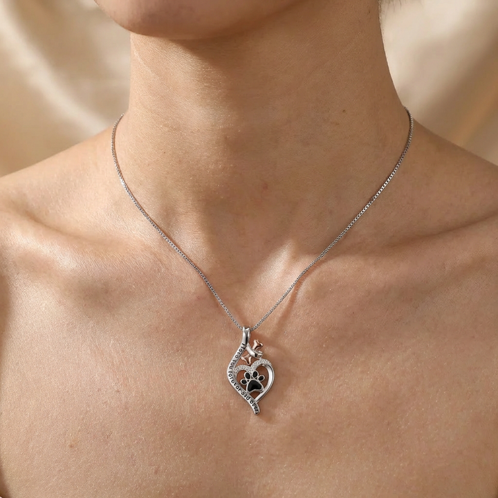 Pet Memorial Necklace Sterling Silver Paw Print Pendant