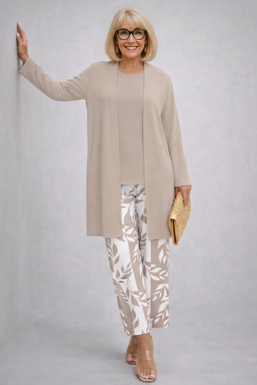 3-Piece Cardigan Set for Women - Relaxed Elegant Outfit