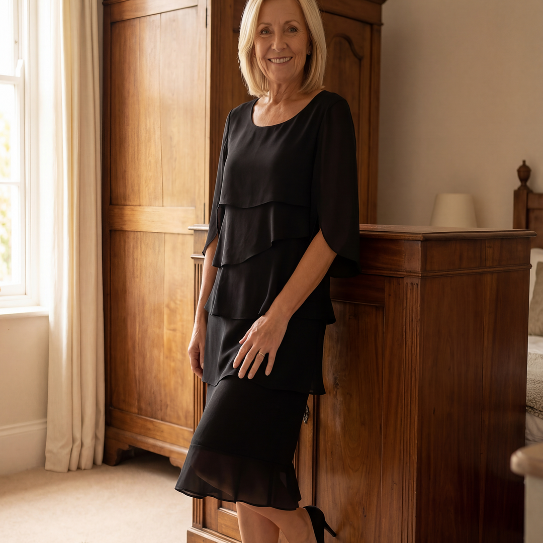Midi Dress with Tummy Control and Split Sleeves