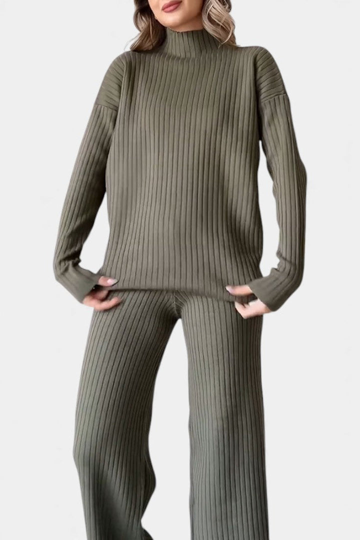 Casual Knit Set for Women with Side Slit Detail