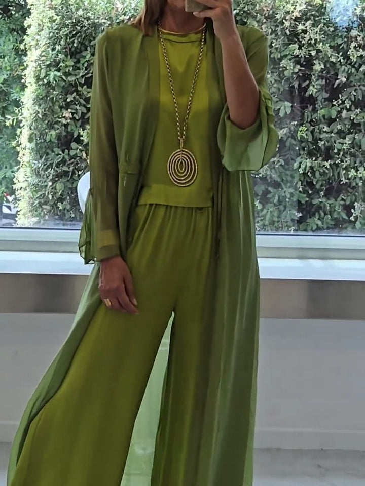 Three Piece Lounge Set with Cardigan for Women