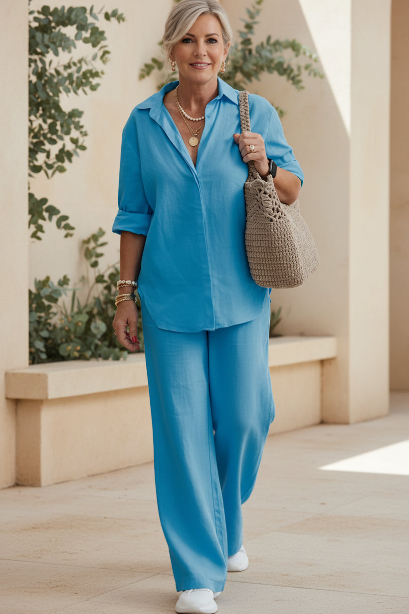 Cotton Blend Two Piece Set | Relaxed Fit Loungewear