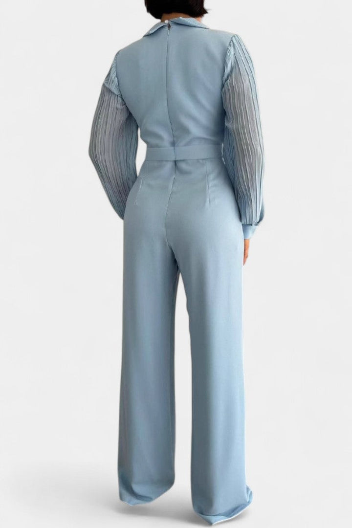 Elegant Jumpsuit with Tailored Collar and Ruffle Details