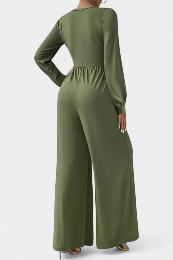 Tailored V-Neck Jumpsuit with Structured Jacket for Women