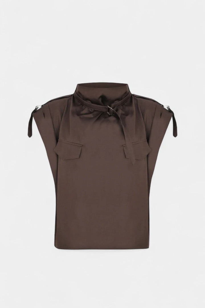Belted Jumpsuit with Ruffled Collar and Straight Leg