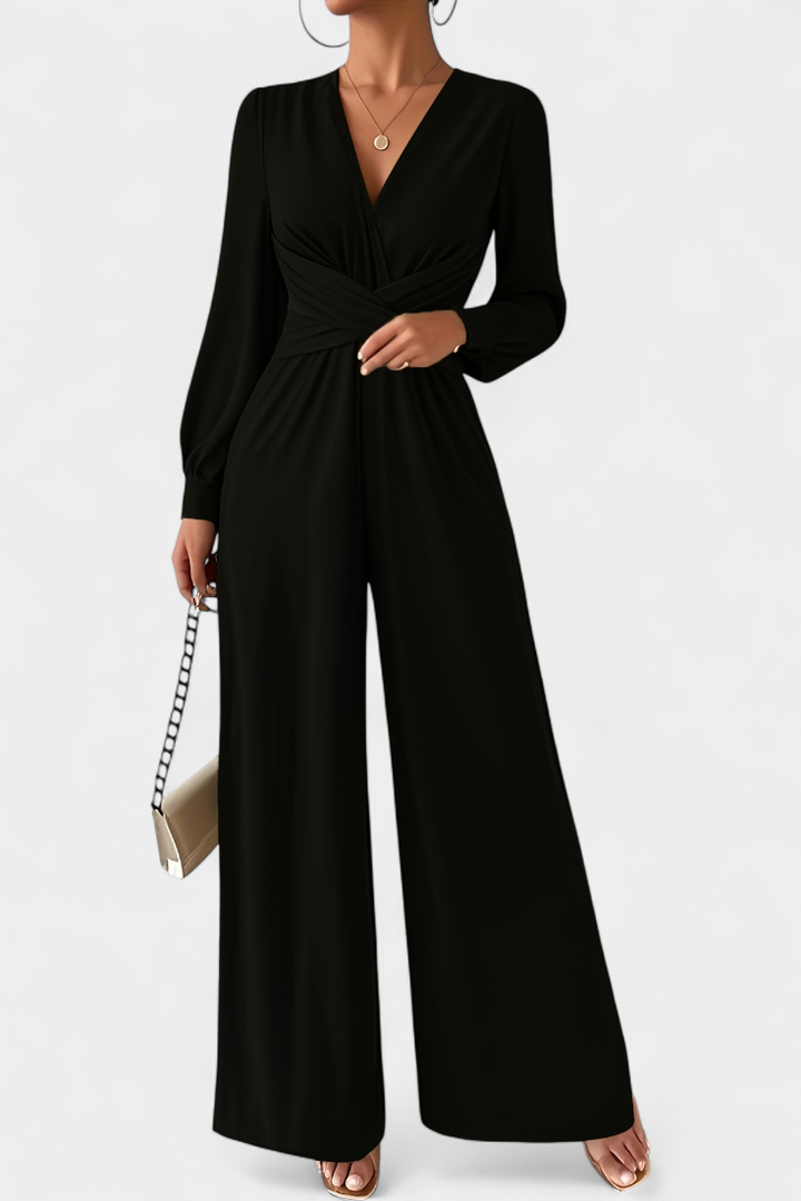 Tailored V-Neck Jumpsuit with Structured Jacket for Women