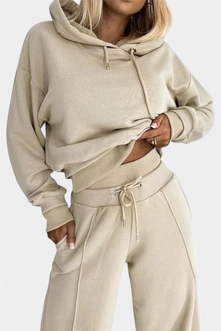 Oversized Hoodie and High Waisted Pants Set - Comfortable Lounge Set