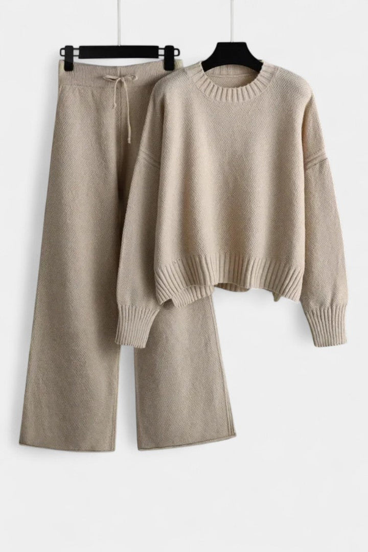 Knit Lounge Set for Women - Relaxed Two Piece Sweater and Pants