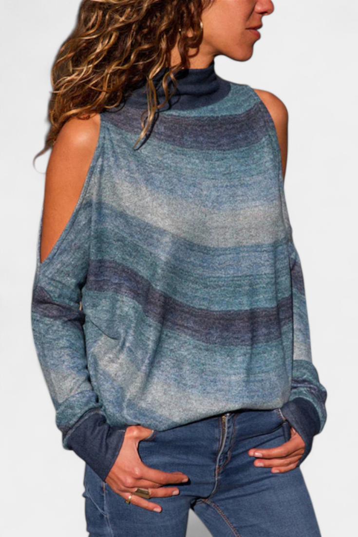 Off Shoulder Top for Women - Long Sleeve Casual Blouse