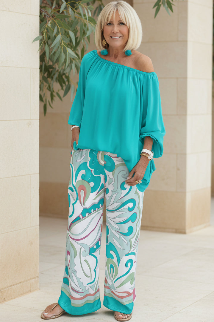 Off Shoulder Lounge Set for Women - Relaxed Fit Two Piece