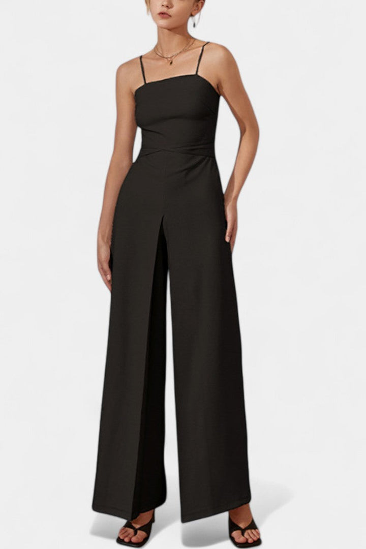 Strapless Wide Leg Jumpsuit with Tied Waist - Elegant Summer Style