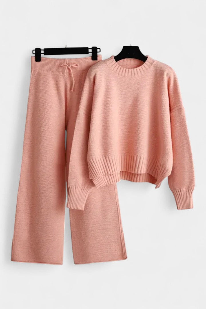 Knit Lounge Set for Women - Relaxed Two Piece Sweater and Pants