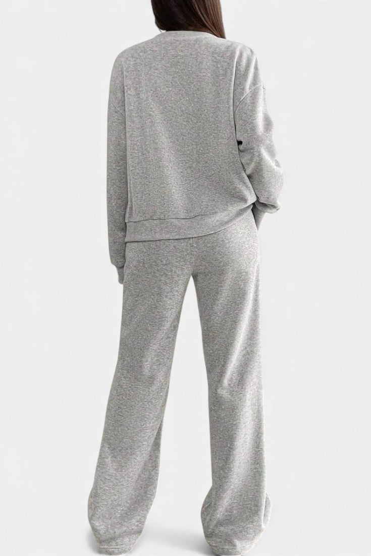 Cardigan Jacket and Wide Leg Pants Set - Two Piece Loungewear Outfit