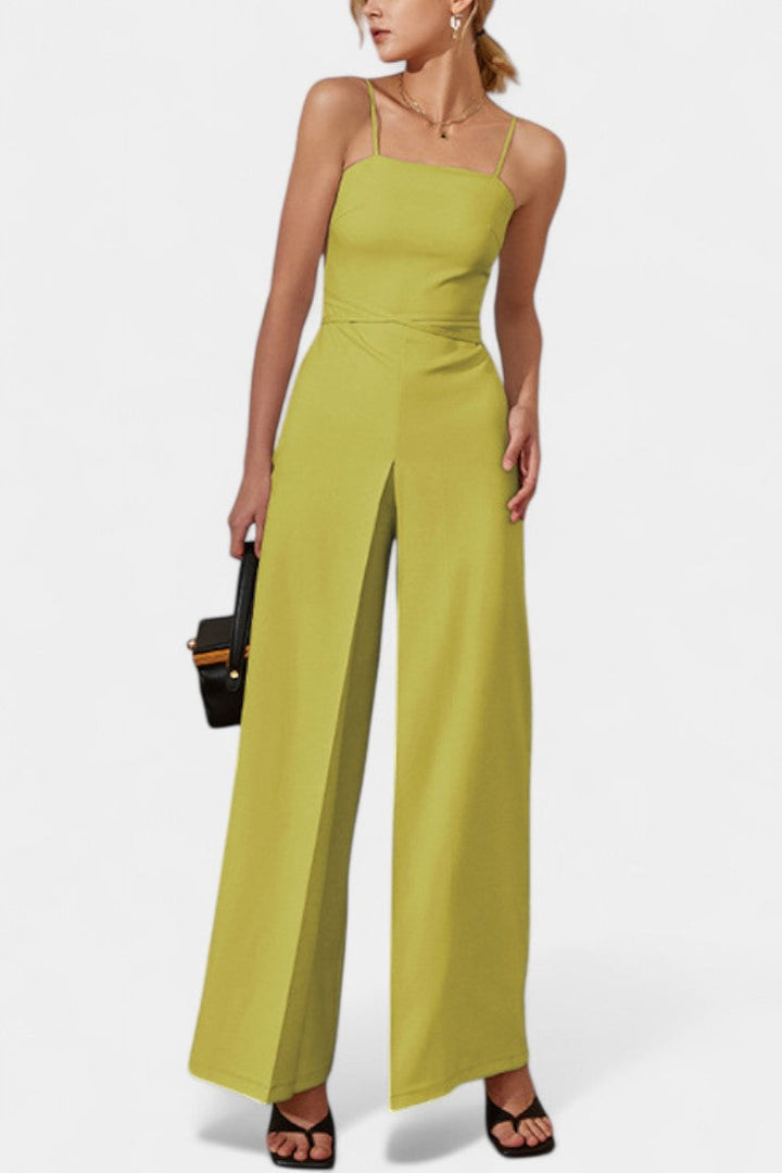 Strapless Wide Leg Jumpsuit with Tied Waist - Elegant Summer Style