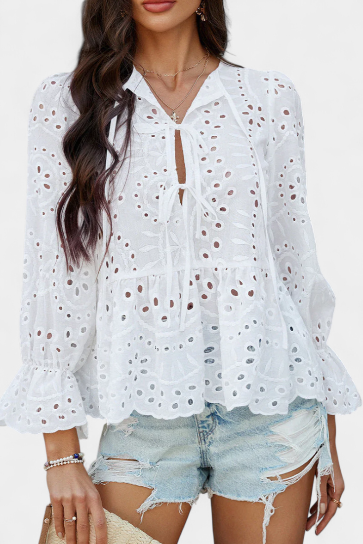 Bohemian Lace Top for Women - Loose Fit Romantic Blouse
