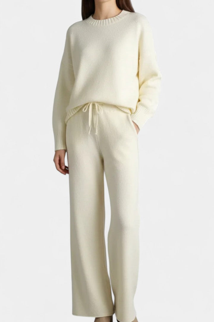 Knit Lounge Set for Women - Relaxed Two Piece Sweater and Pants