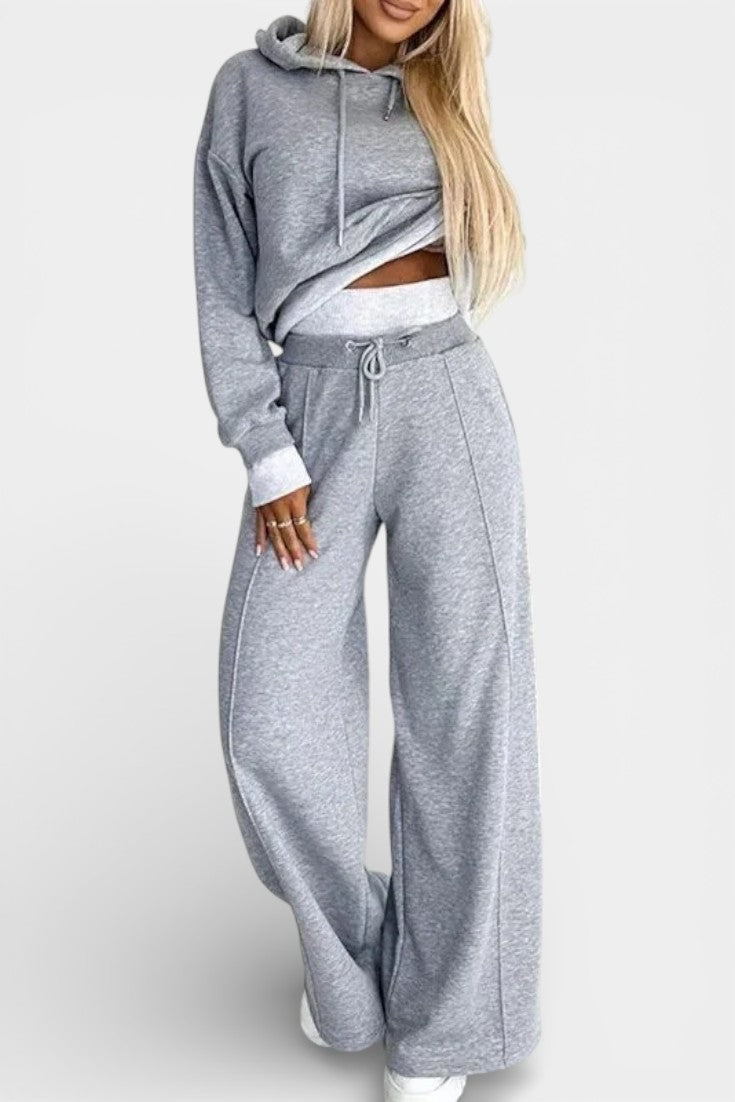 Oversized Hoodie and High Waisted Pants Set - Comfortable Lounge Set