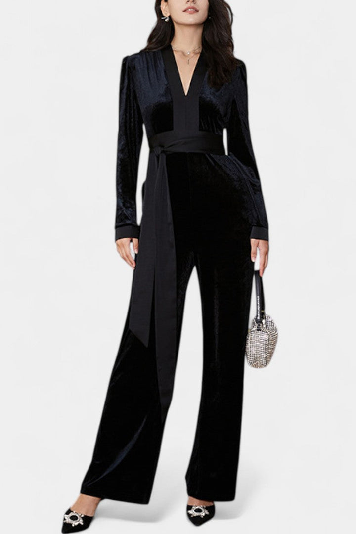 Wide Leg Jumpsuit High Waisted with Tie Waist Detail