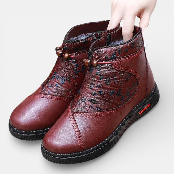 Leather Ankle Boots with Orthopedic Support for Women