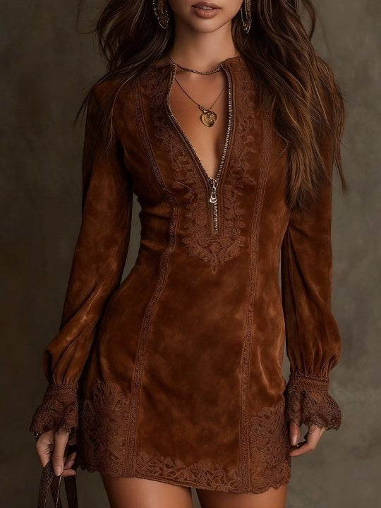 Embroidered Zip Tunic for Women | Relaxed Fit Bohemian Top