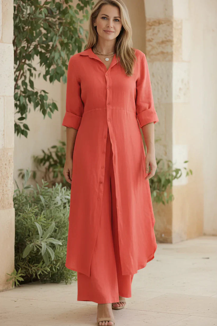 Linen Two Piece Set for Women - Elegant Summer Outfit