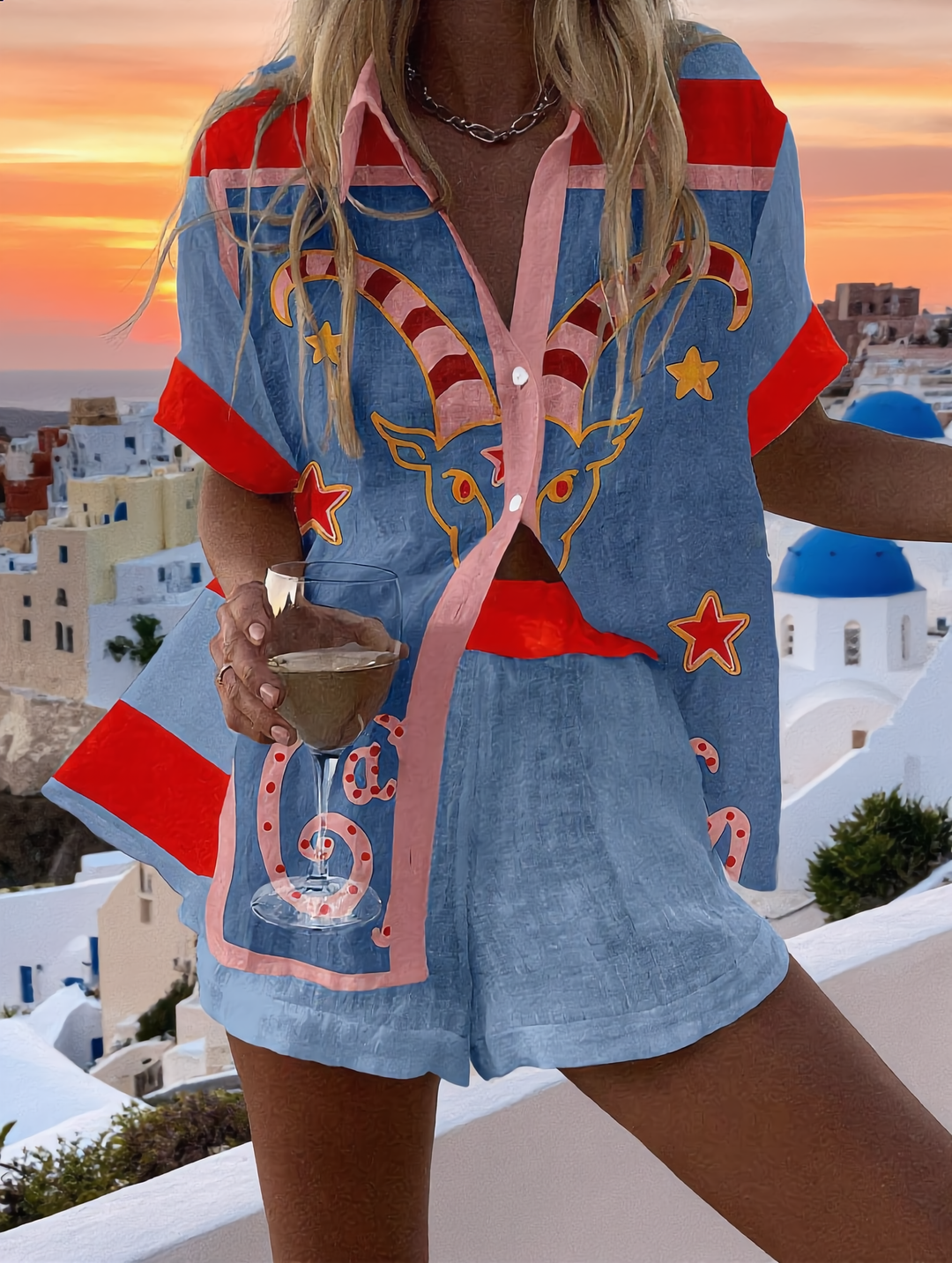 Linen Cotton Shirt and Shorts Set for Women - Marjorie