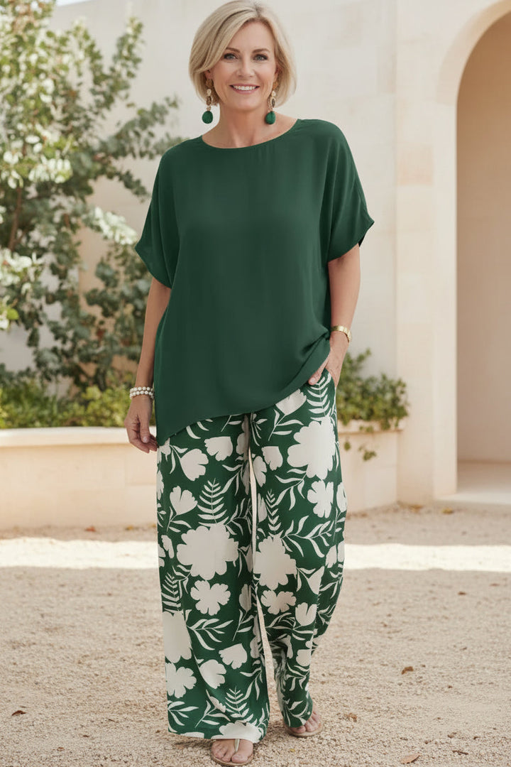 Two Piece Summer Set - Floral Print Matching Outfit