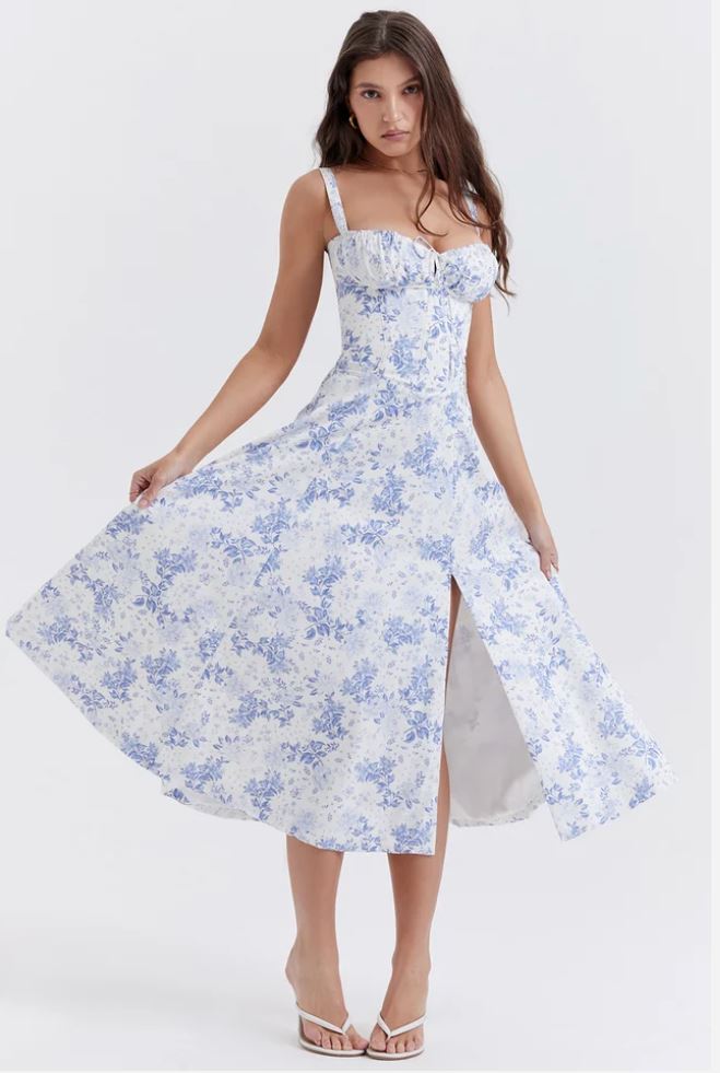 Printed Midi Dress with Colorful Pattern for Spring