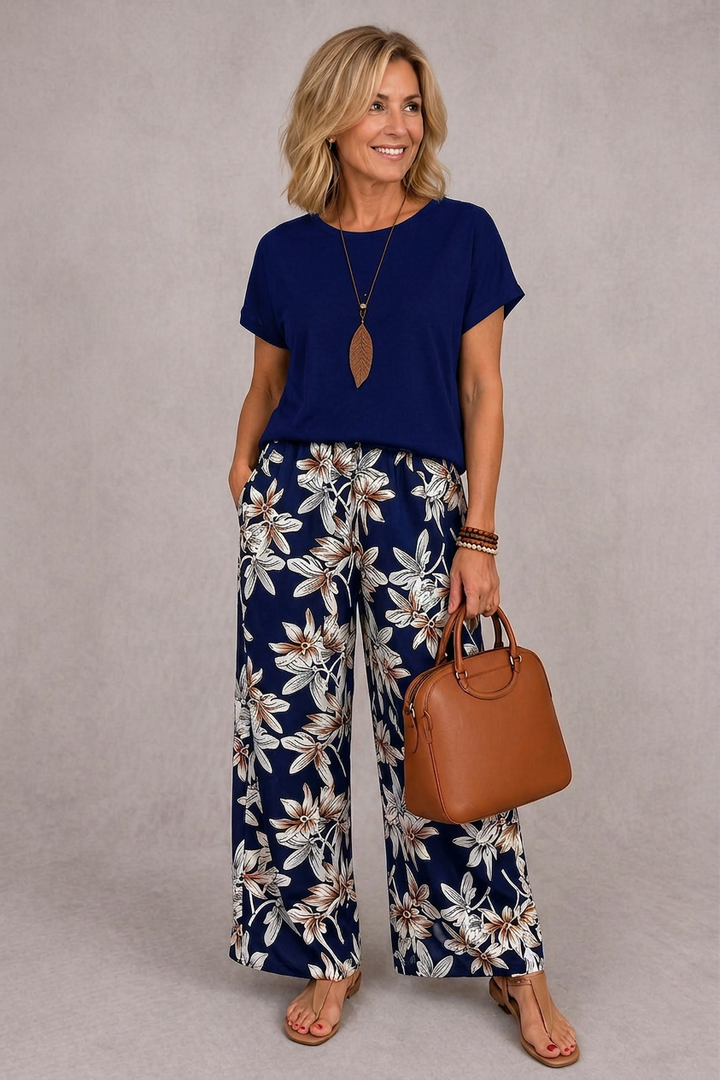 Floral Two Piece Set for Women | Elegant Matching Top and Pants