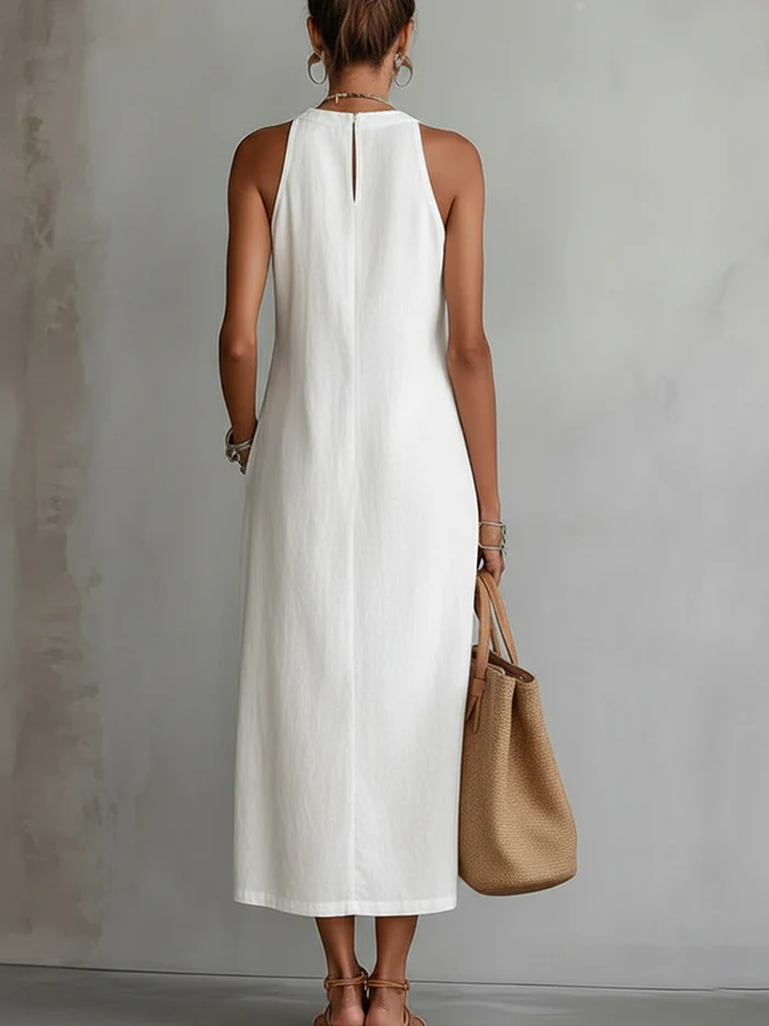 Sleeveless Lace Midi Dress for Women | Elegant A-Line Fit