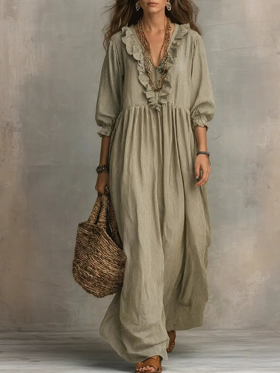 Boho Maxi Dress Long Sleeve Women's Flowing Dress