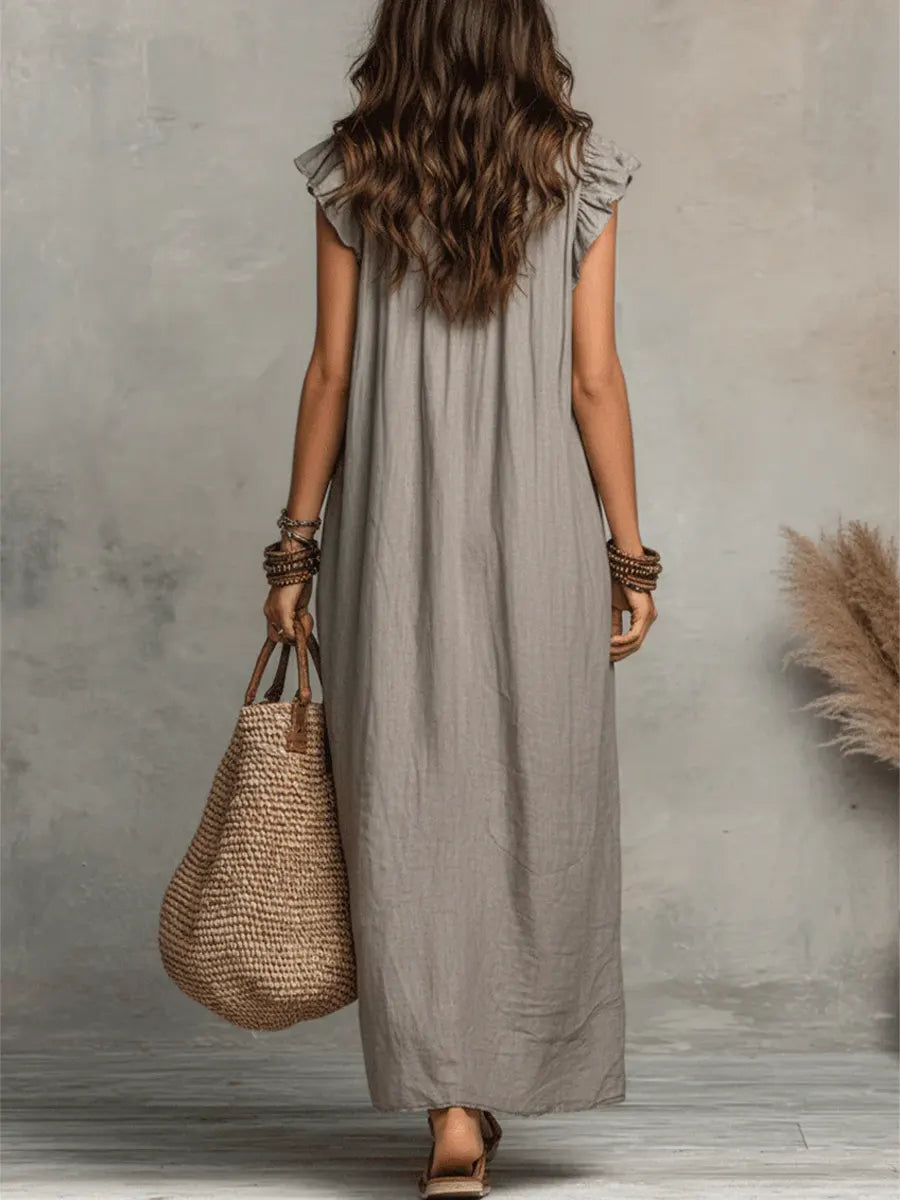 Boho Maxi Dress with Ruffles for Women