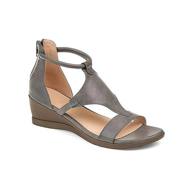 Leather Wedge Sandals for Women - Open Toe Comfort Sandals
