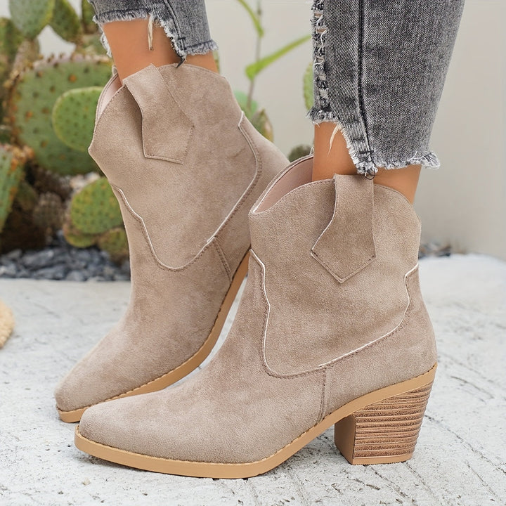 Suede Chelsea Boots for Women with Pointed Toe and Block Heel