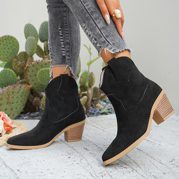 Suede Chelsea Boots for Women with Pointed Toe and Block Heel