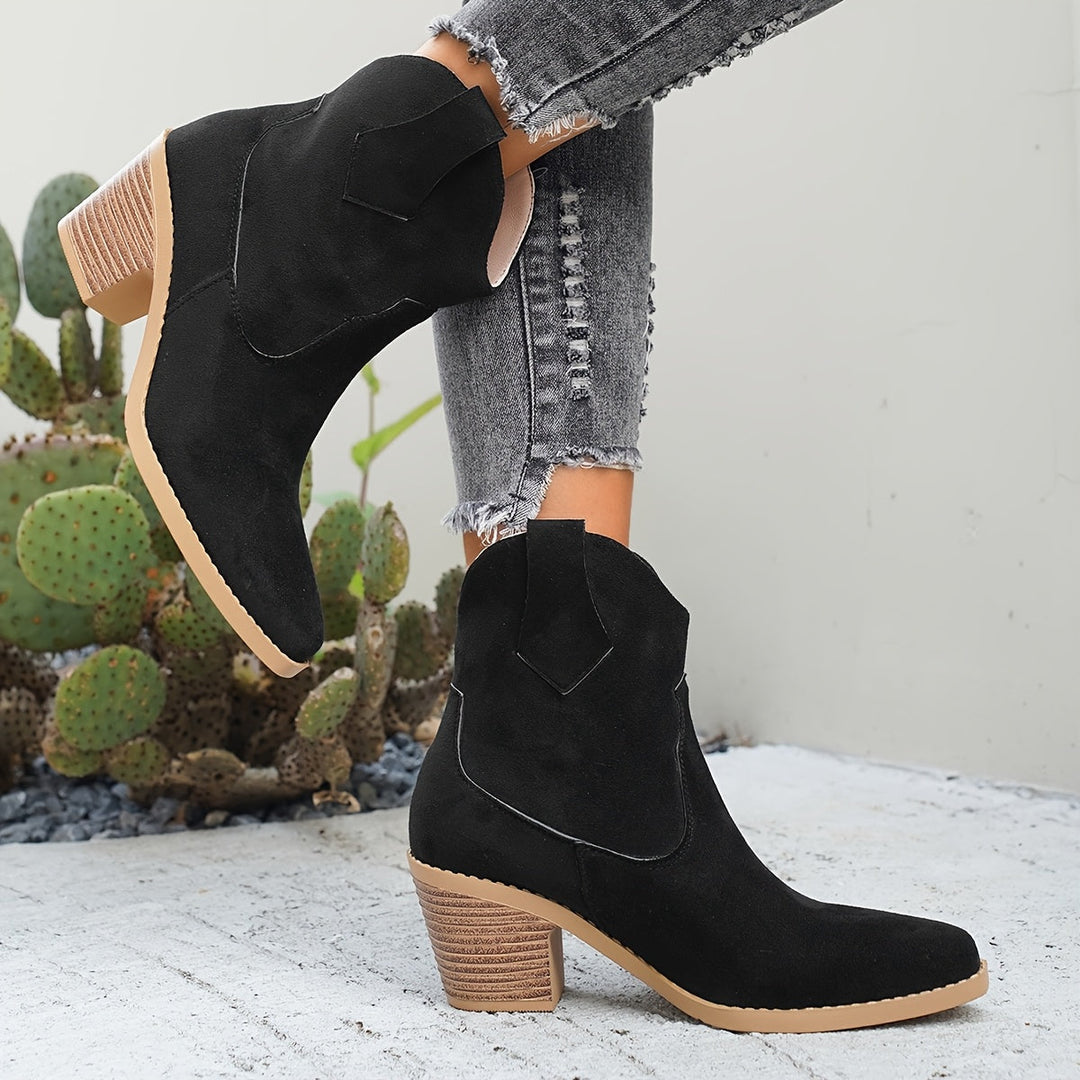 Suede Chelsea Boots for Women with Pointed Toe and Block Heel