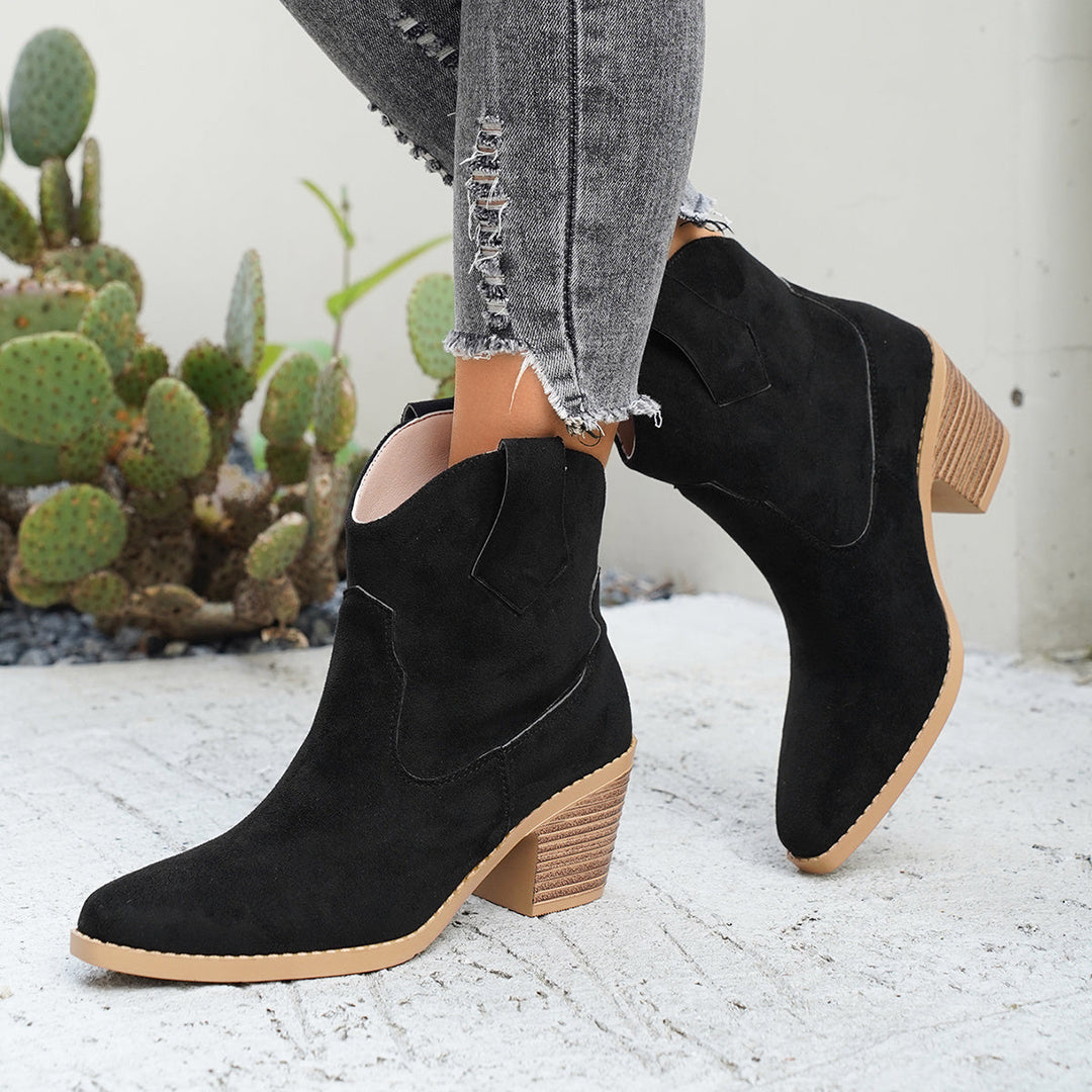 Suede Chelsea Boots for Women with Pointed Toe and Block Heel