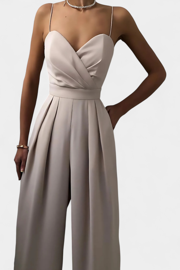 Sleeveless Jumpsuit With Wide Legs and Tailored Waist