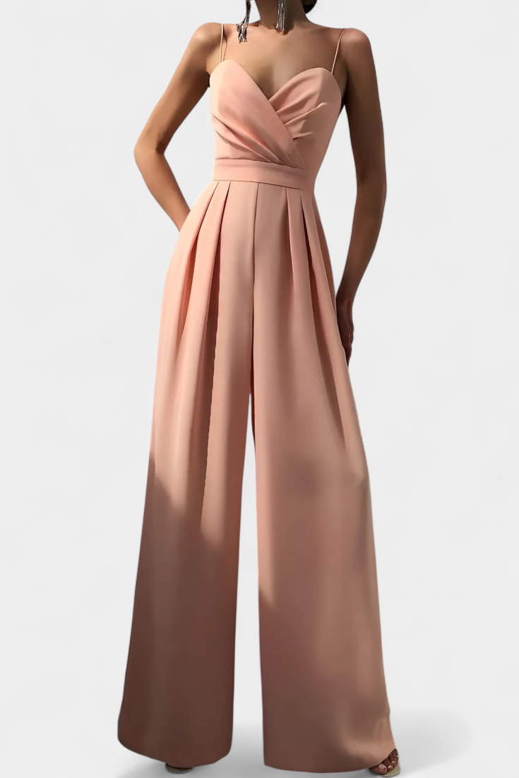Sleeveless Jumpsuit With Wide Legs and Tailored Waist