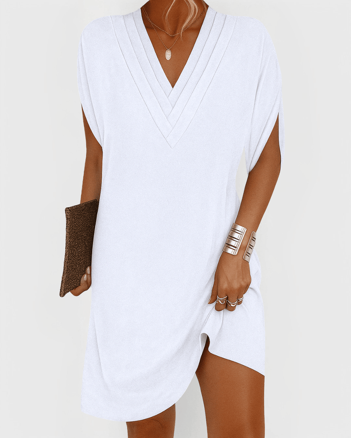 Elegant V-Neck Dress for Women - Flattering Fit