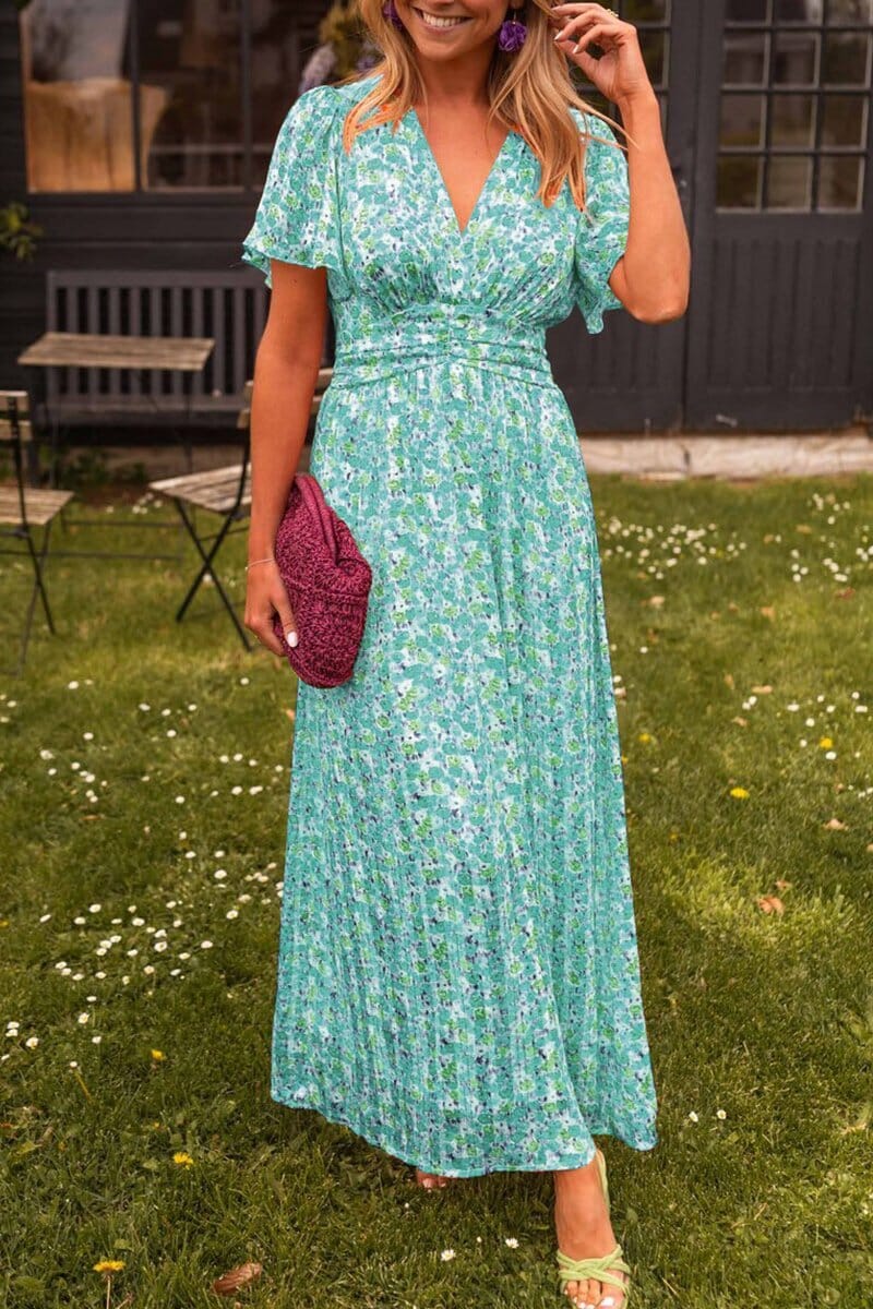 Maxi Dress with Deep V-Neck for Women | Elegant Evening Wear