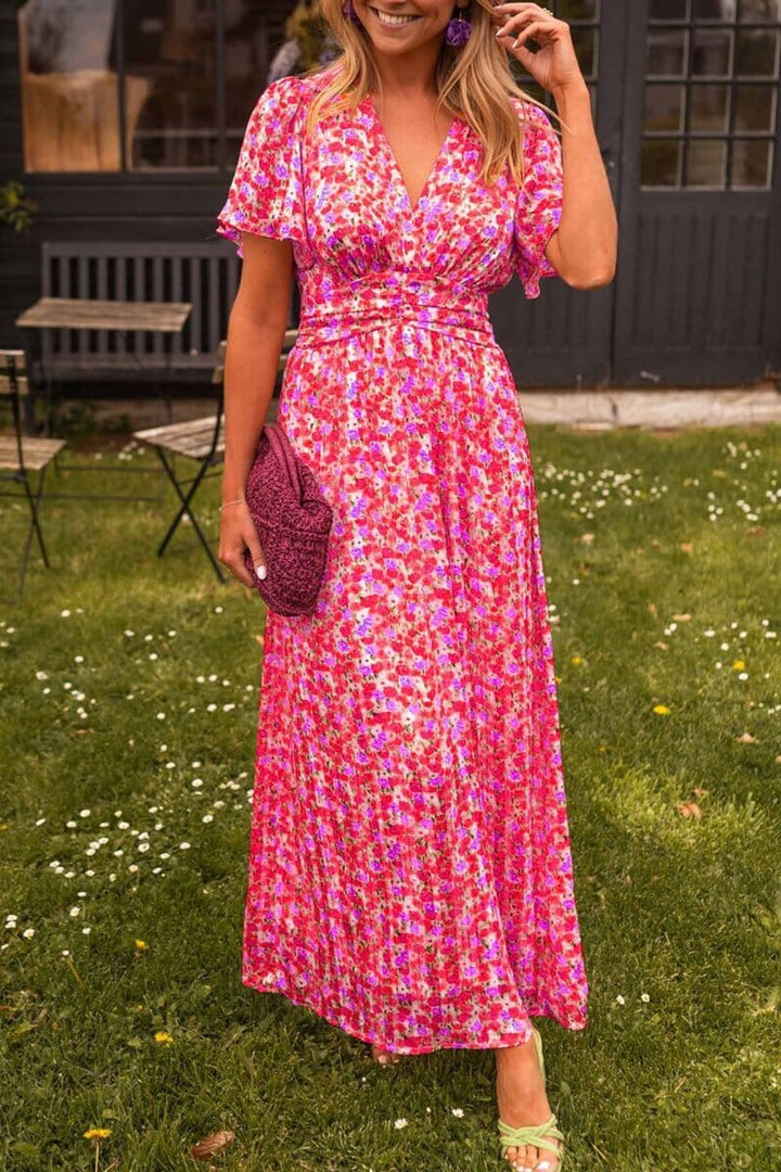 Maxi Dress with Deep V-Neck for Women | Elegant Evening Wear