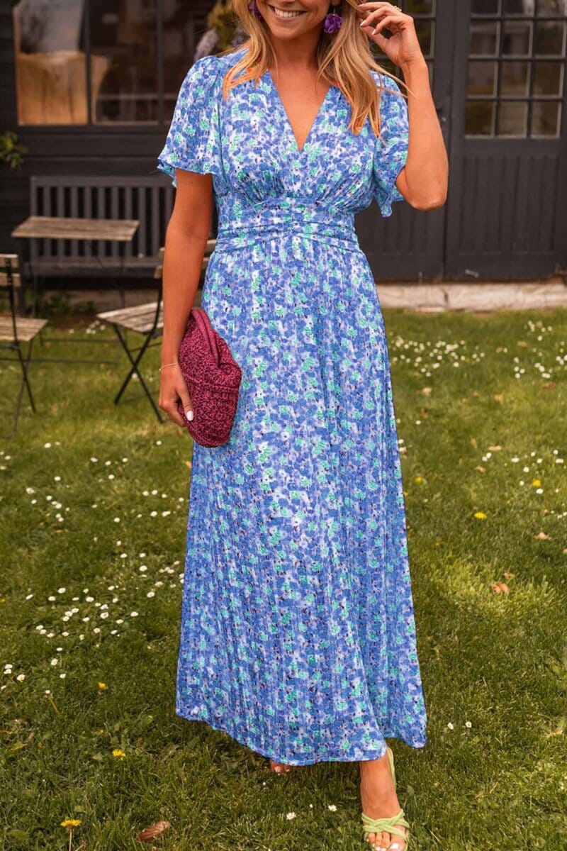 Maxi Dress with Deep V-Neck for Women | Elegant Evening Wear