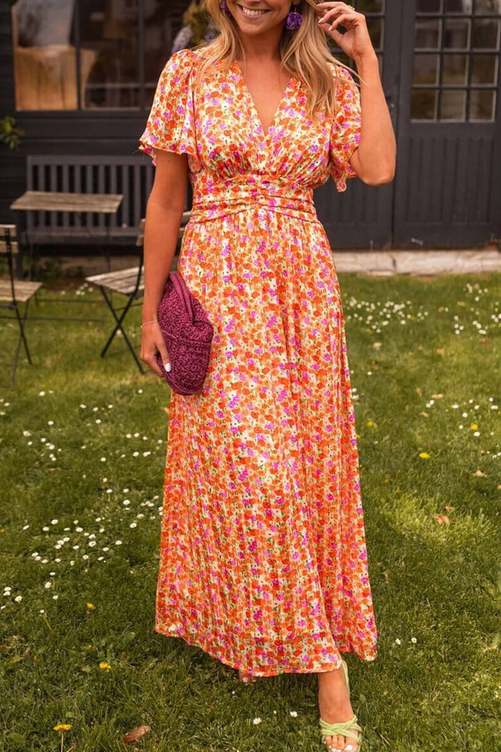 Maxi Dress with Deep V-Neck for Women | Elegant Evening Wear
