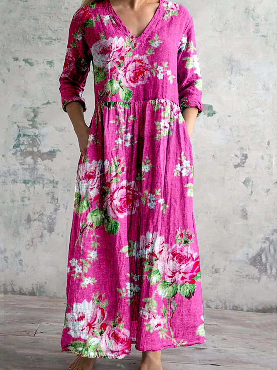 Floral Print Dress for Women - Bold Blossom Midi Dress