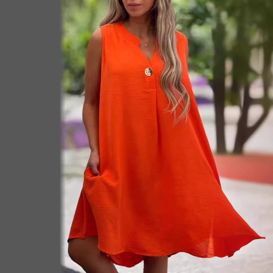 Sleeveless V-Neck Dress for Women - Timeless Everyday Style