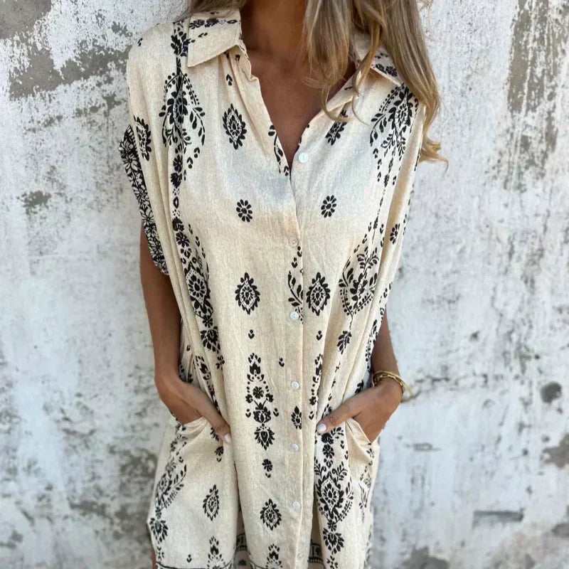Vintage Boho Dress for Women | Relaxed Fit Midi Dress