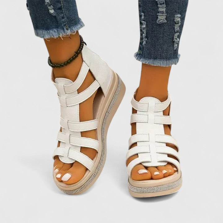 Orthopedic Wedge Sandals with Rhinestone Details for Women