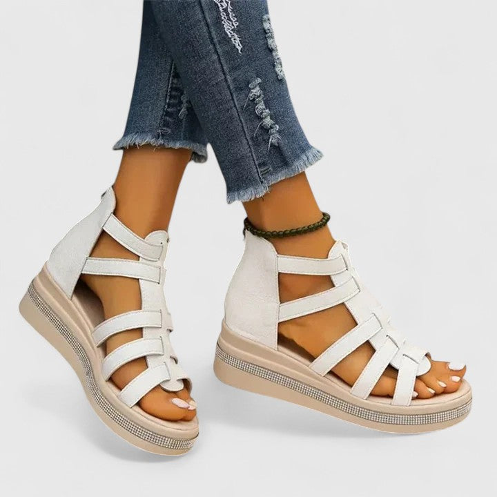 Orthopedic Wedge Sandals with Rhinestone Details for Women